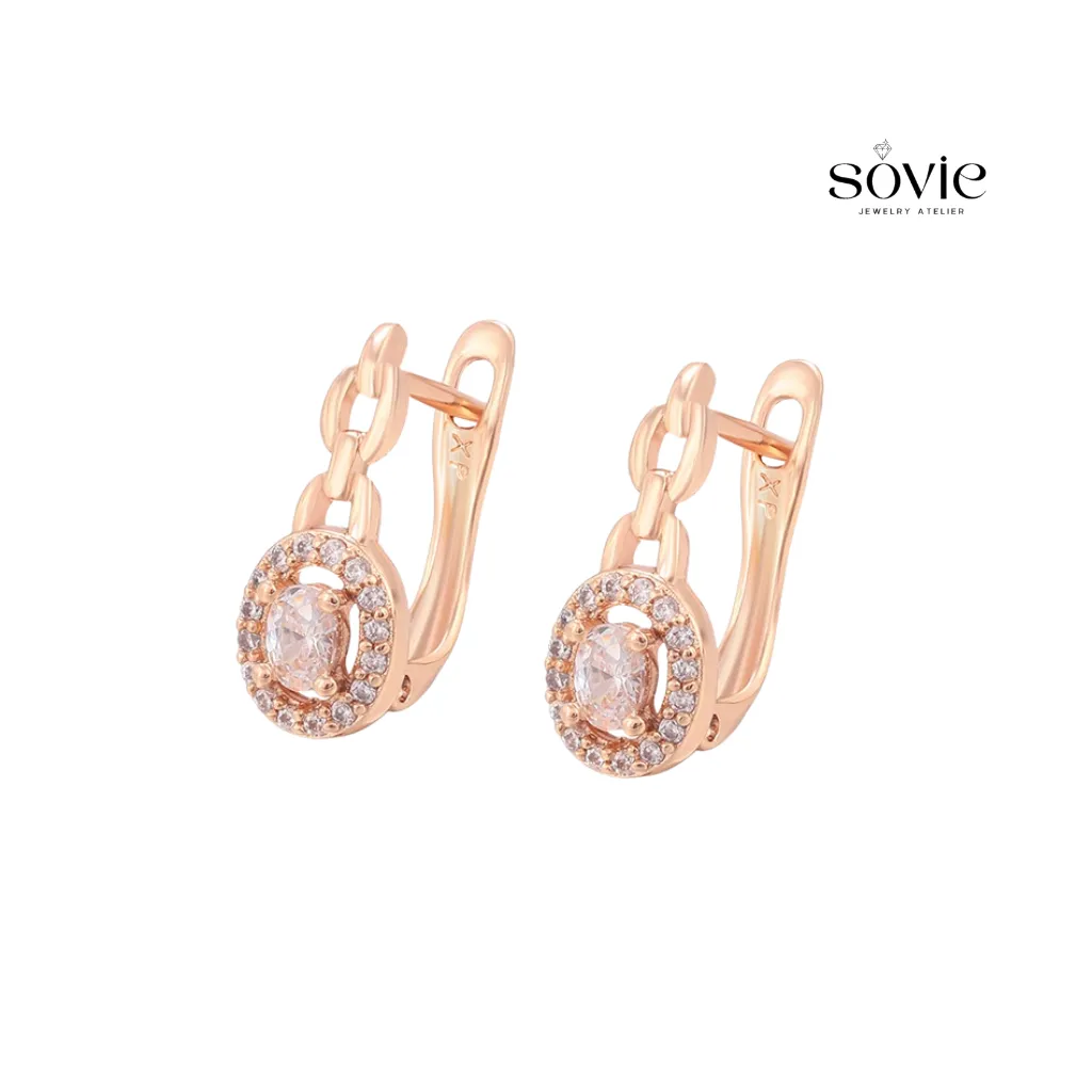 Rose Gold Chain-Link Halo Earrings