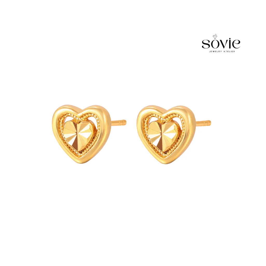 Sunburst Heart Stud Earrings