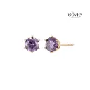 Amethyst Purple Solitaire Stud Earrings
