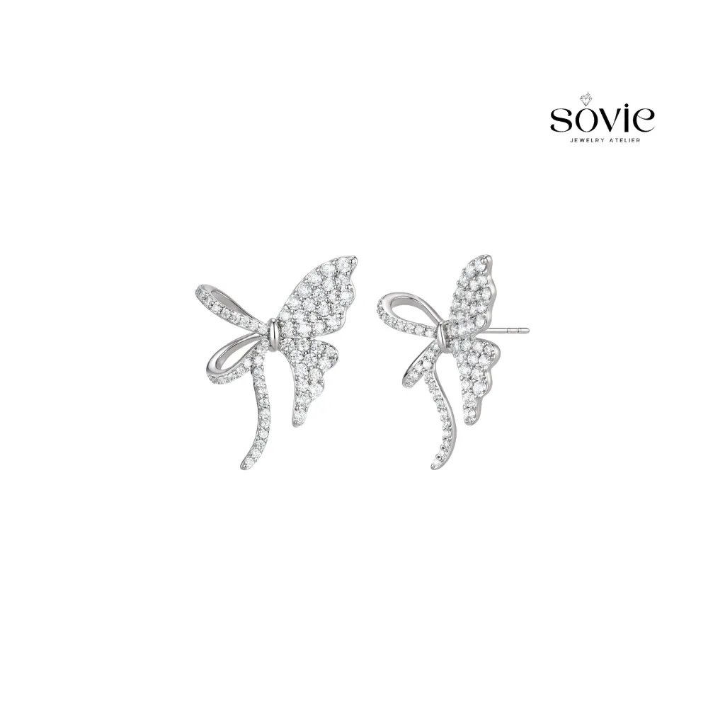 Diamond Dust Bow Earrings