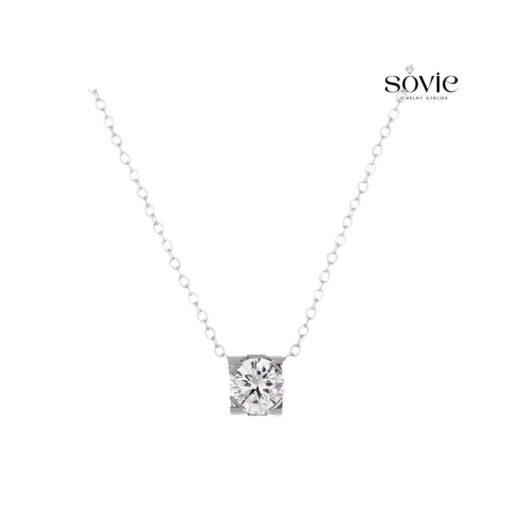 Square Bezel Solitaire Necklace