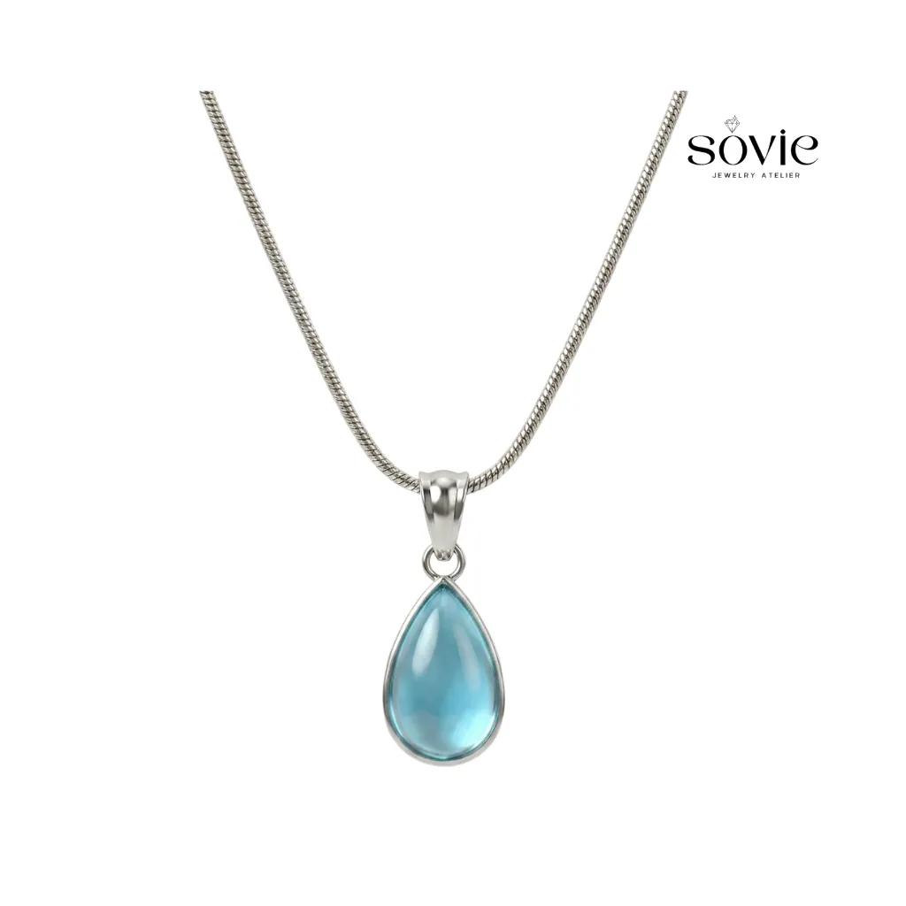 Cabochon Teardrop Gemstone Necklace
