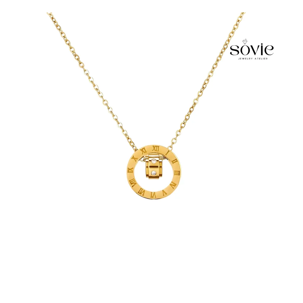 Roman Numeral Open Circle Necklace