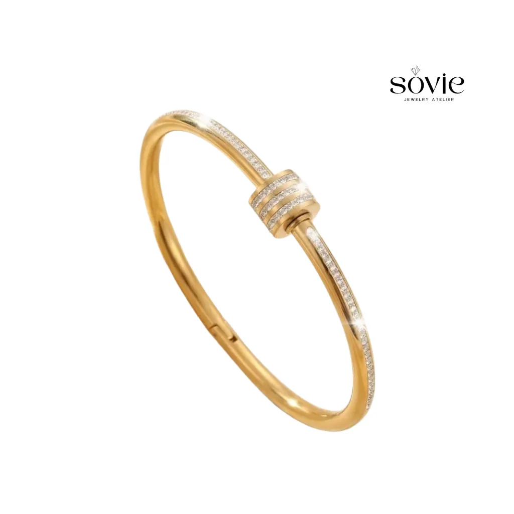 Barrel Lock Pavé Bangle