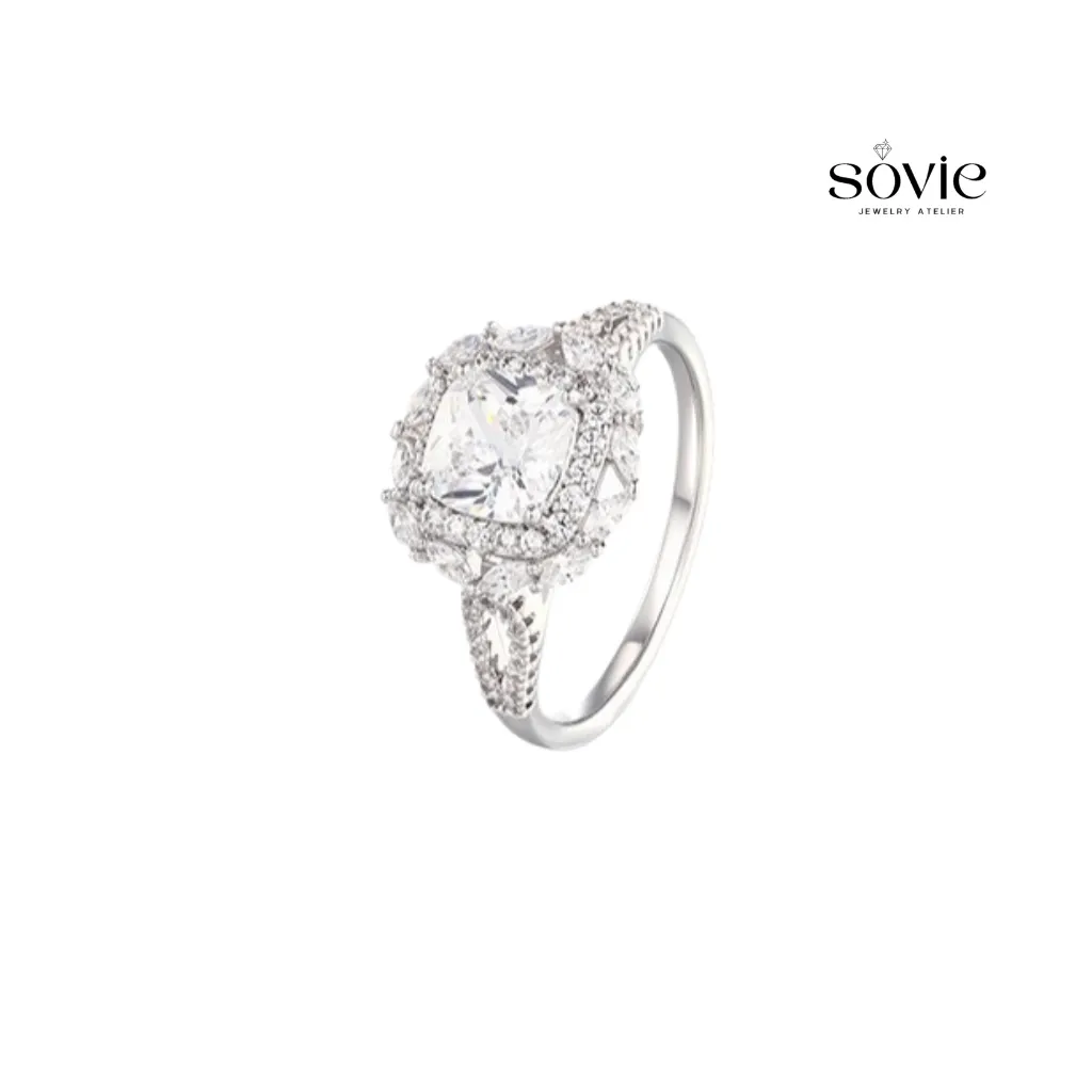 Cushion Cut Vintage Halo Ring