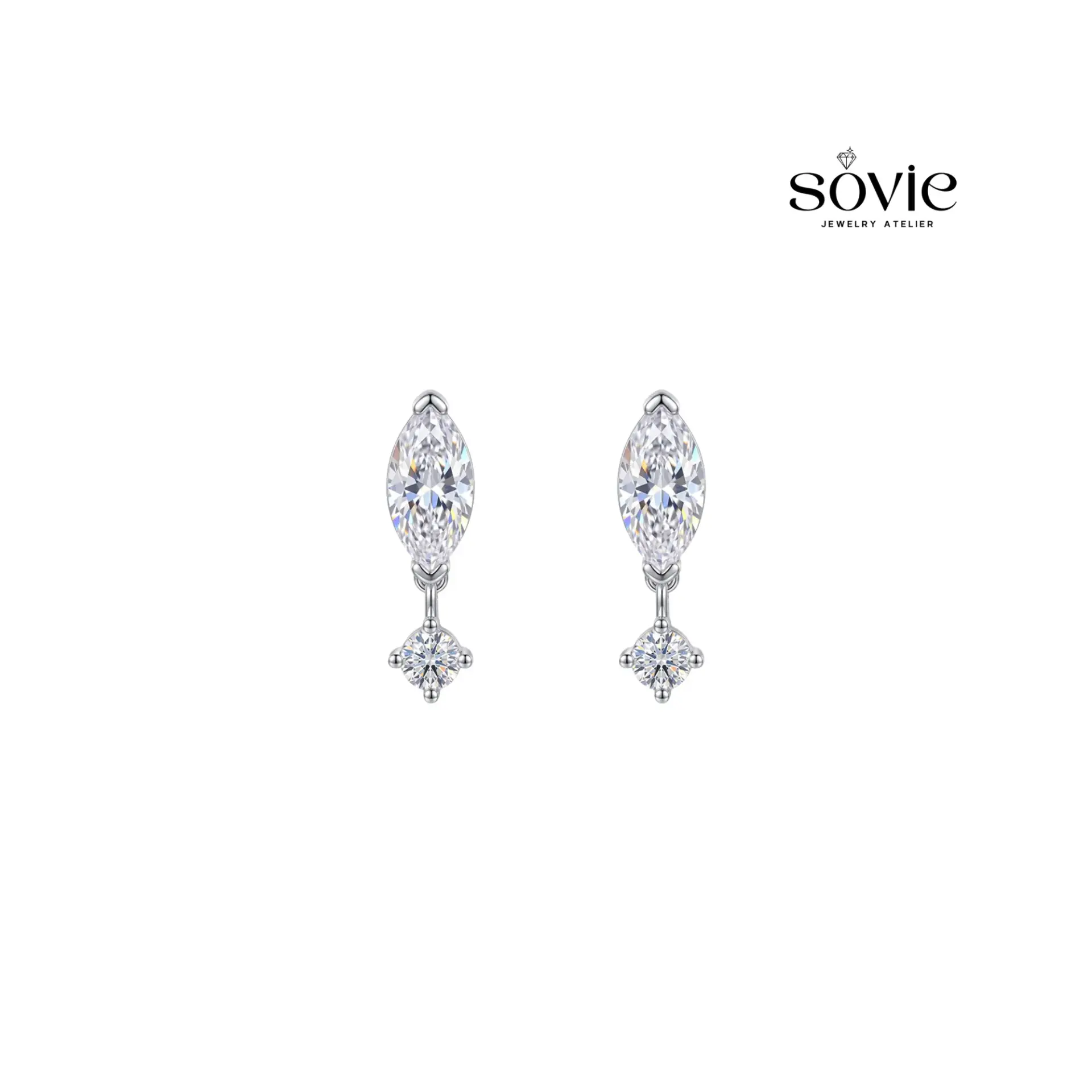 Marquise Dewdrop Stud Earrings
