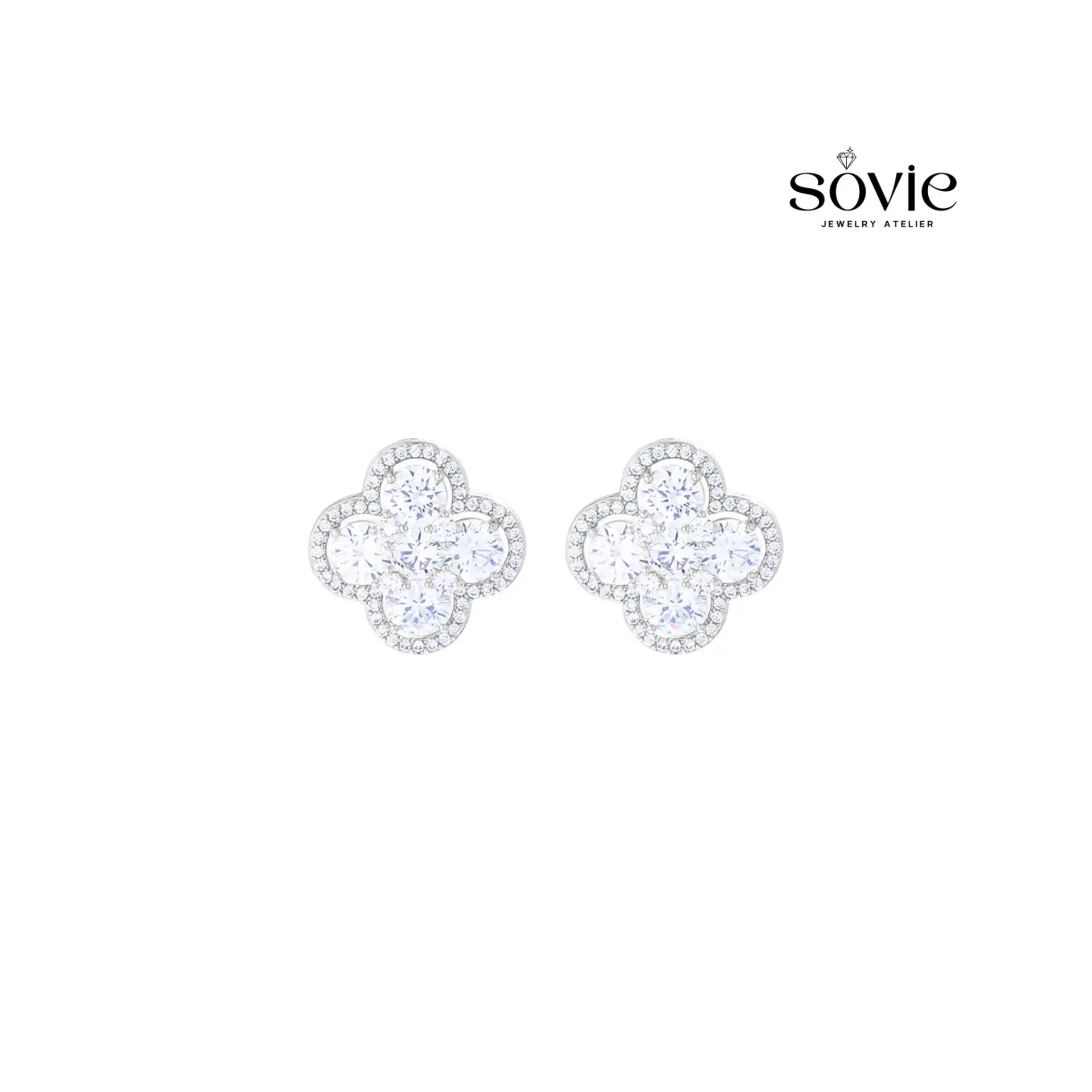 Pavé Clover Crystal Stud Earrings