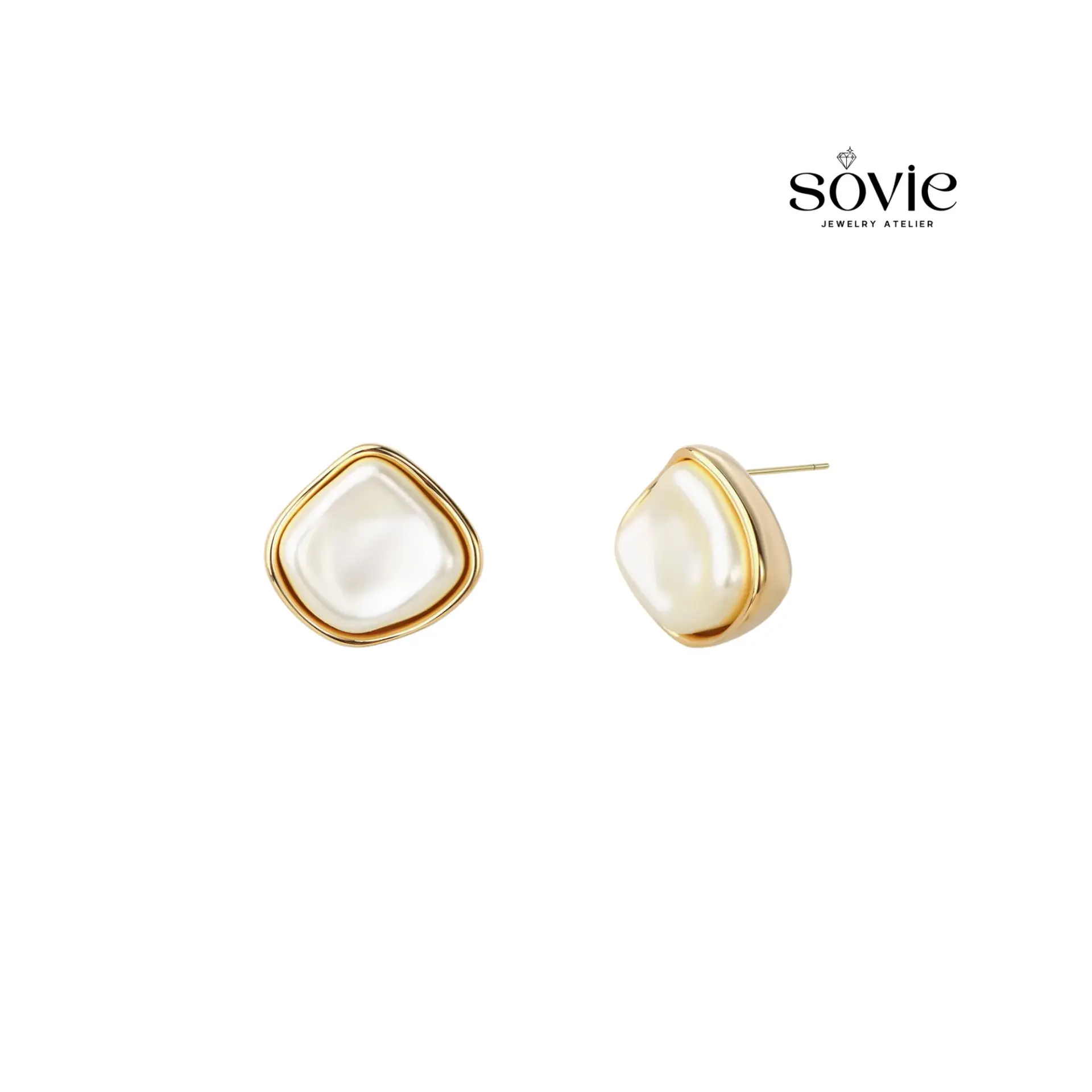 Baroque Pearl Square Stud Earrings