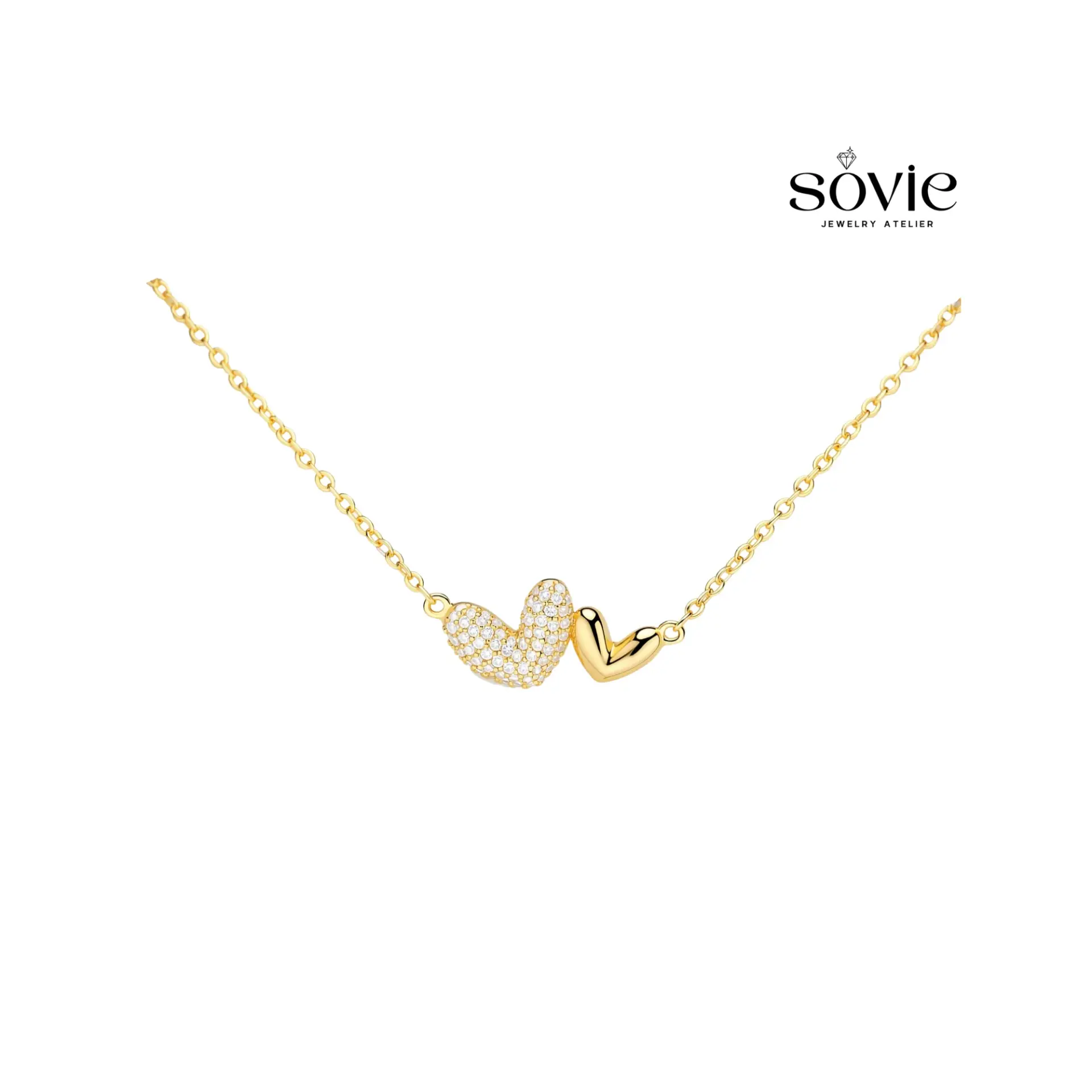 Embracing Hearts Pavé Necklace