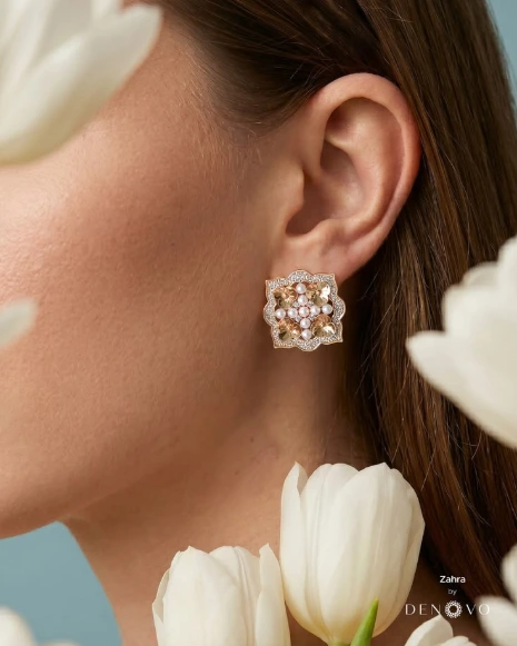 Zahra Floral Pearl Earrings