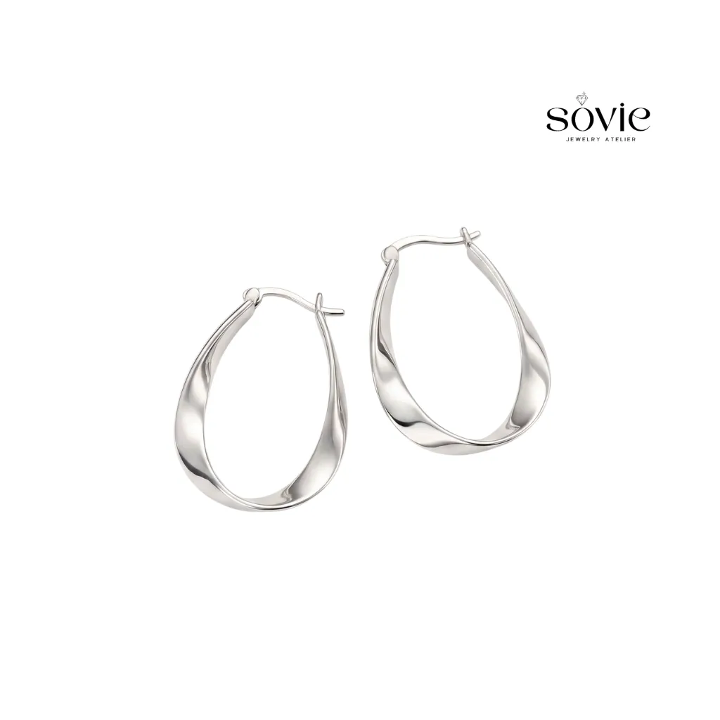 Sculptural Oval Twist Hoop Earrings