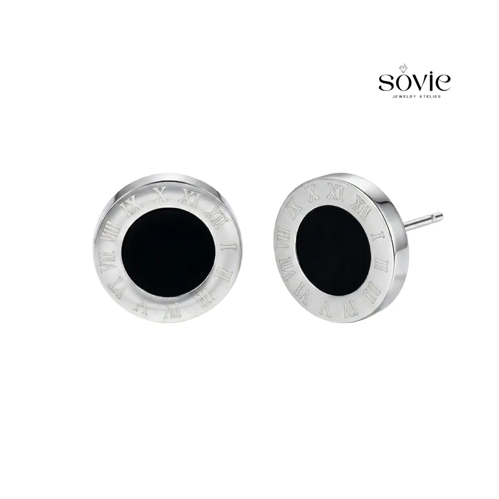 Roman Numeral Coin Stud Earrings