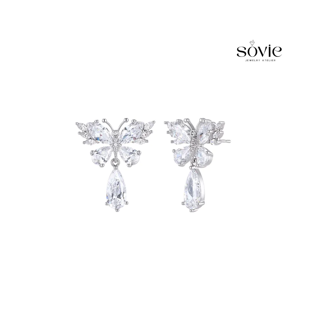Crystal Butterfly Drop Earrings
